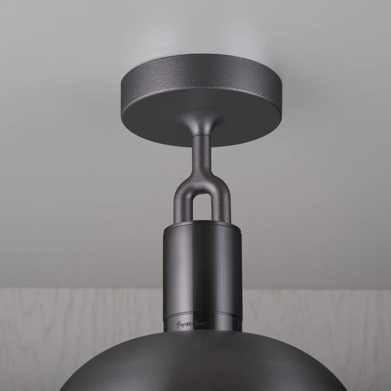 Plafond fourchu / Abat-jour / Globe / Opale, H 5,9 po x l 9,84 po x P 9,84 po, Bronze industriel / opale
