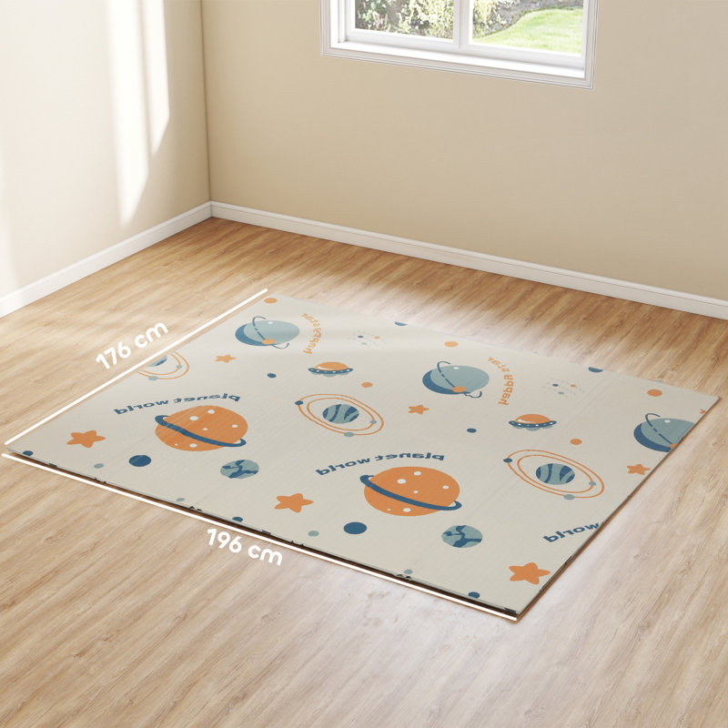 AIYAPLAY Baby Play Mat Foldable 196 x 176 x 1.5cm Astronaut & Planet Theme