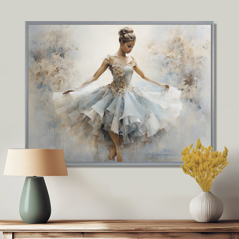 «Blue Ballet Dance II - Ballet», art encadré, H 34 po x l 44 po, Cadre naturel flottant