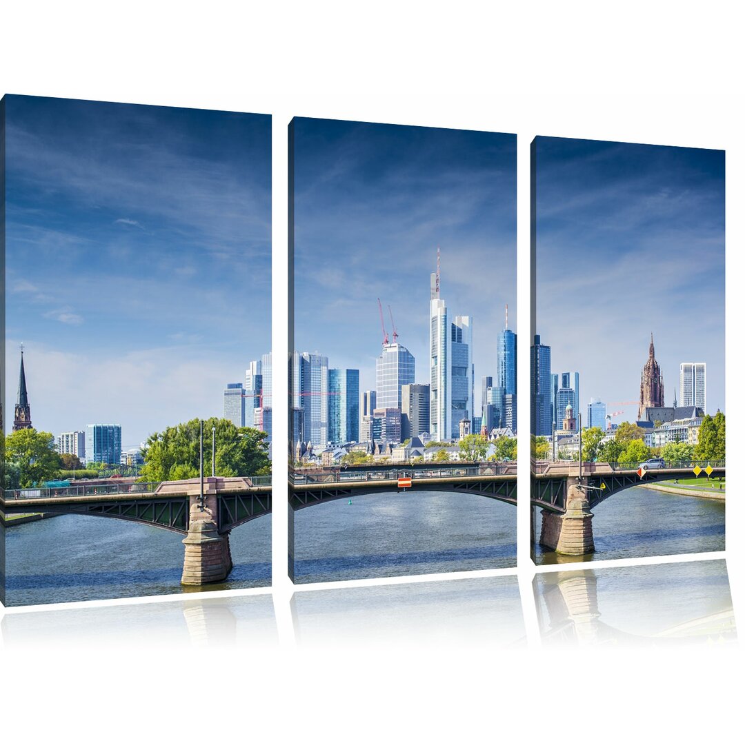 3-tlg. Leinwandbilder-Set „Skyline von Frankfurt am Main“, Grafikdruck