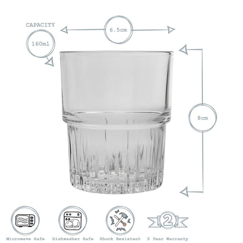 Duralex - Empilable Stackable Drinking Glasses - Tumblers for Water, Juice, 160, 6