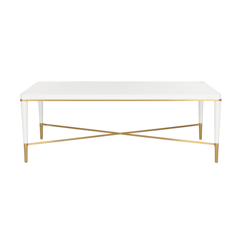 Table basse Hamlet, Blanc, Blanc / Laiton antique