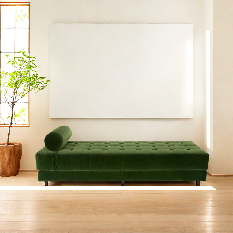 Chaise longue rembourrée Minhazul, Mélange de polyester vert