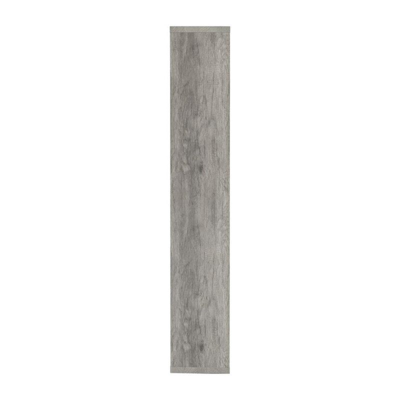 Bibliothèque géométrique à 10 tablettes au fini bois flottant gris, Gris