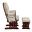 Fauteuil coulissant et repose-pieds en bois espresso et tissu beige