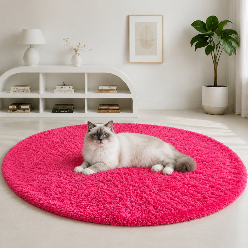 Plush Round Area Rug, Soft Fuzzy Shag Rug for Bedroom Living Room Balcony, Fluffy Carpet for Home Decor, Non-Slip Cozy Decorative Rug.