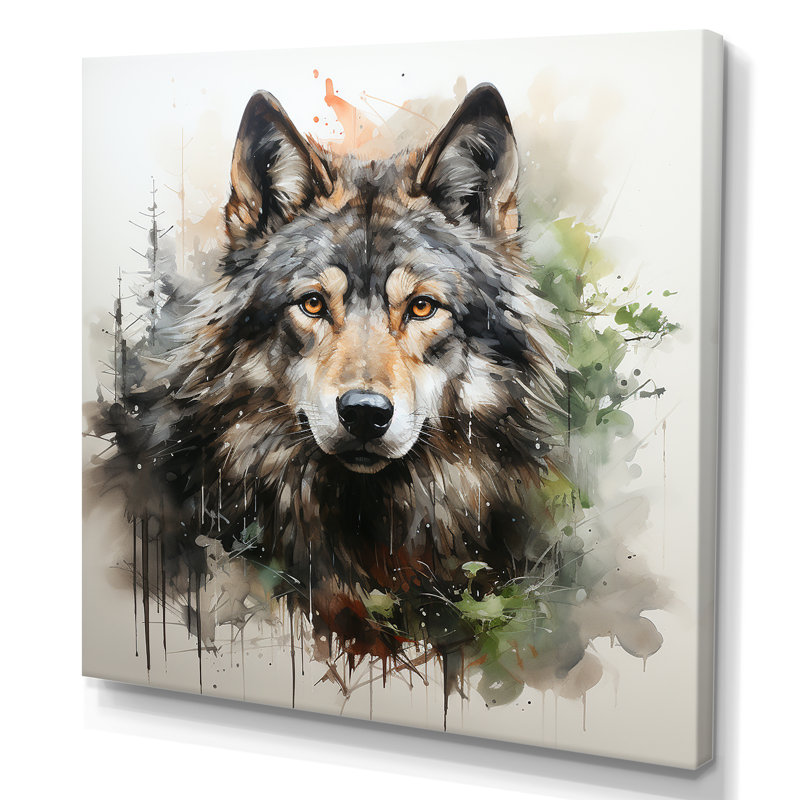 Solitude, portrait de loup II - loup grand, art mural, Toile tendue, H 36 po x l 36 po x P 1,5 po