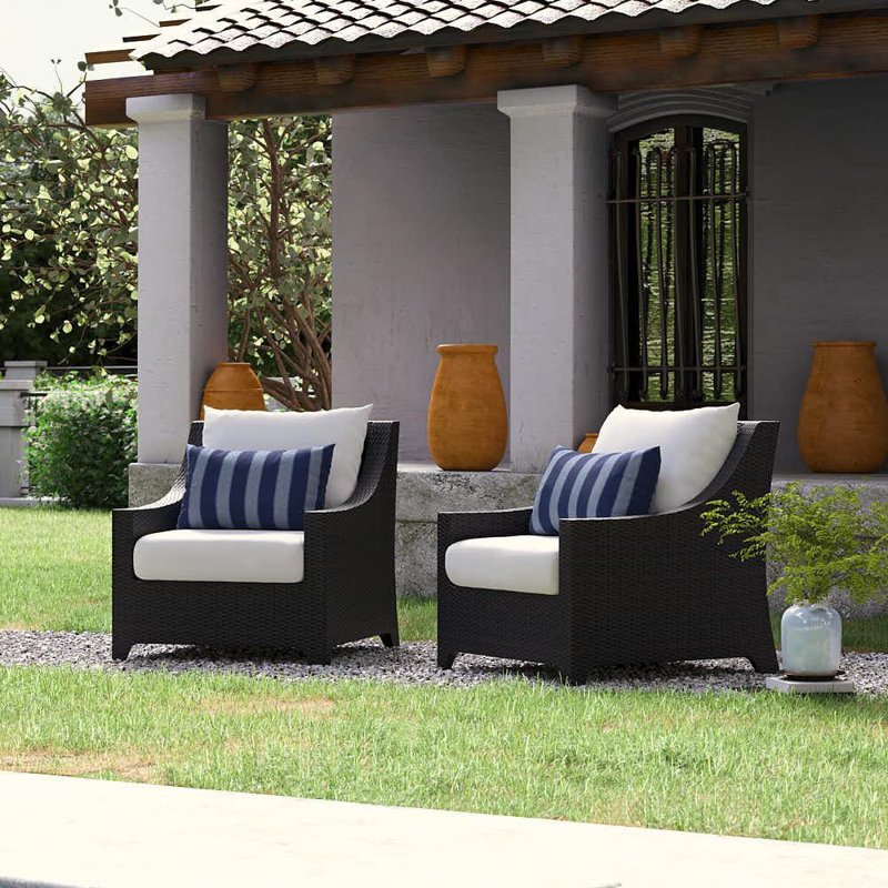 Fionnula Aluminum Outdoor Lounge Chair, Centered Ink Stripe Sunbrella®
