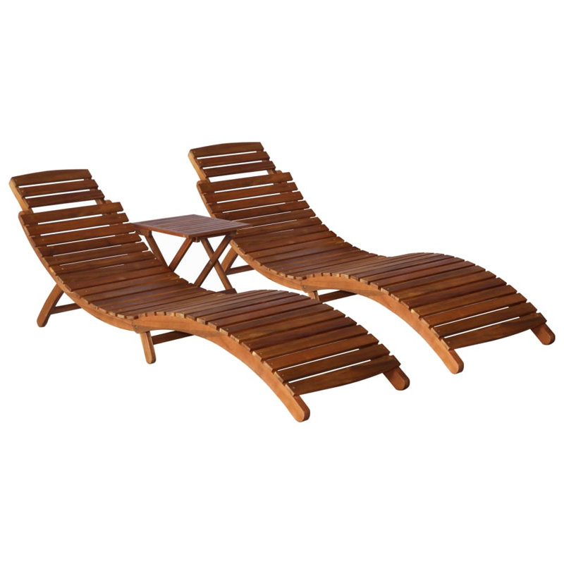73.6 "Long Acacia Chaise Lounge Set