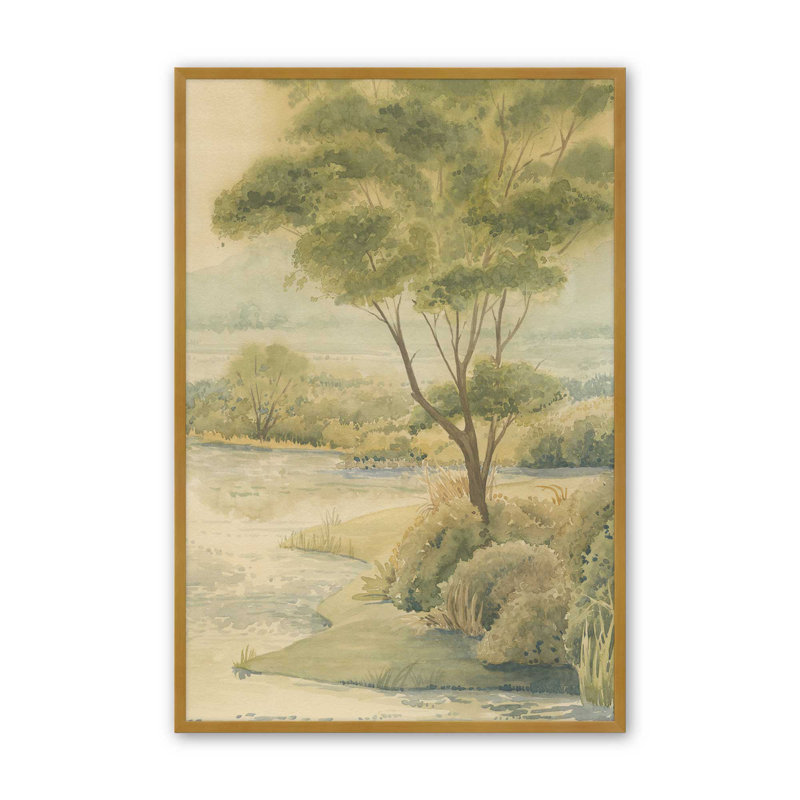 «Rivanna Shore II» par Grace Popp, reproduction d'art, H 12 po x l 8 po, Doré