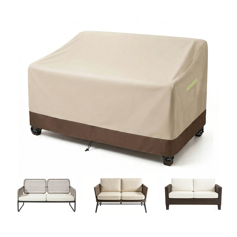 600D Oxford Fabric Heavy Duty 2-Seater Outdoor Sofa Cover, All-Weather Waterproof Patio Furniture Cover with Air Vent and Reinforced Handles