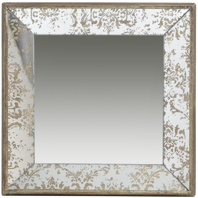 Silver Glass Framed Accent Mirror, 15.5" x 15.5" Duplicate, Square