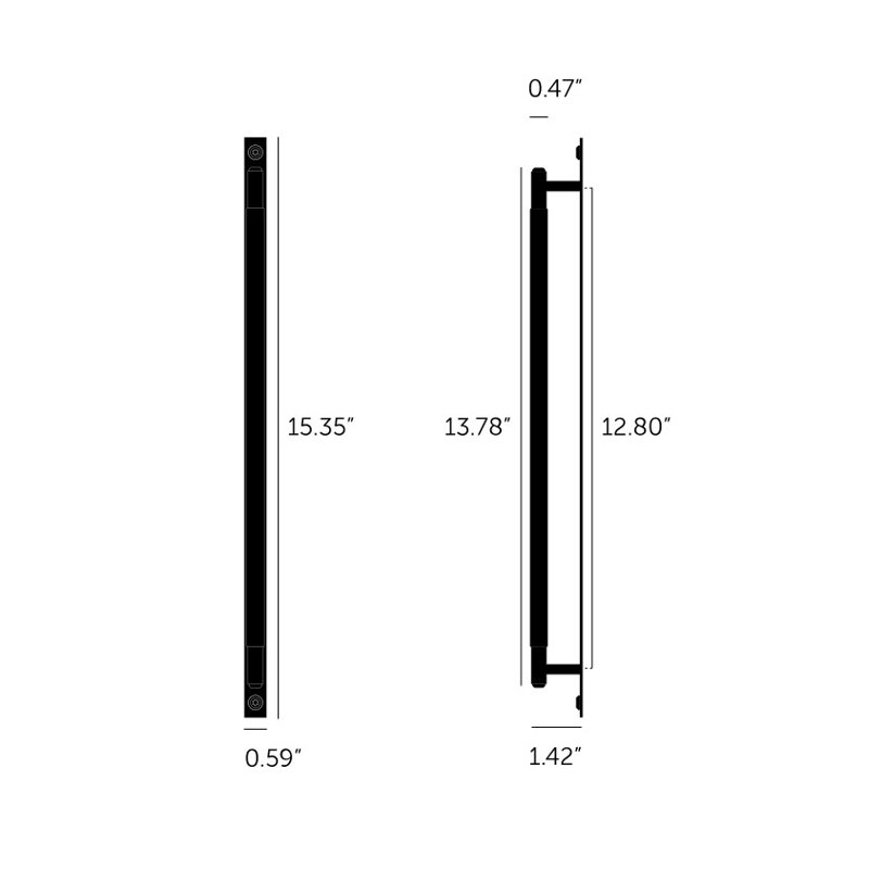 Pull Bar / Plate / Linear, 12 12/16", Steel