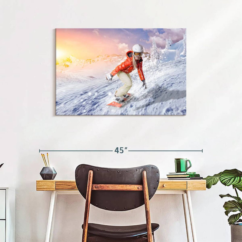 Girl snowboarding Sireci, H 24 po x l 36 po