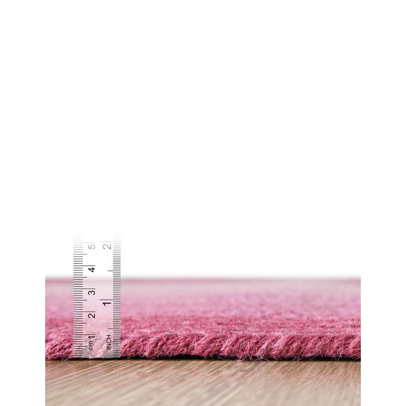  Ombre Hand Braided Wool Rug, Pink, Round 3'1"