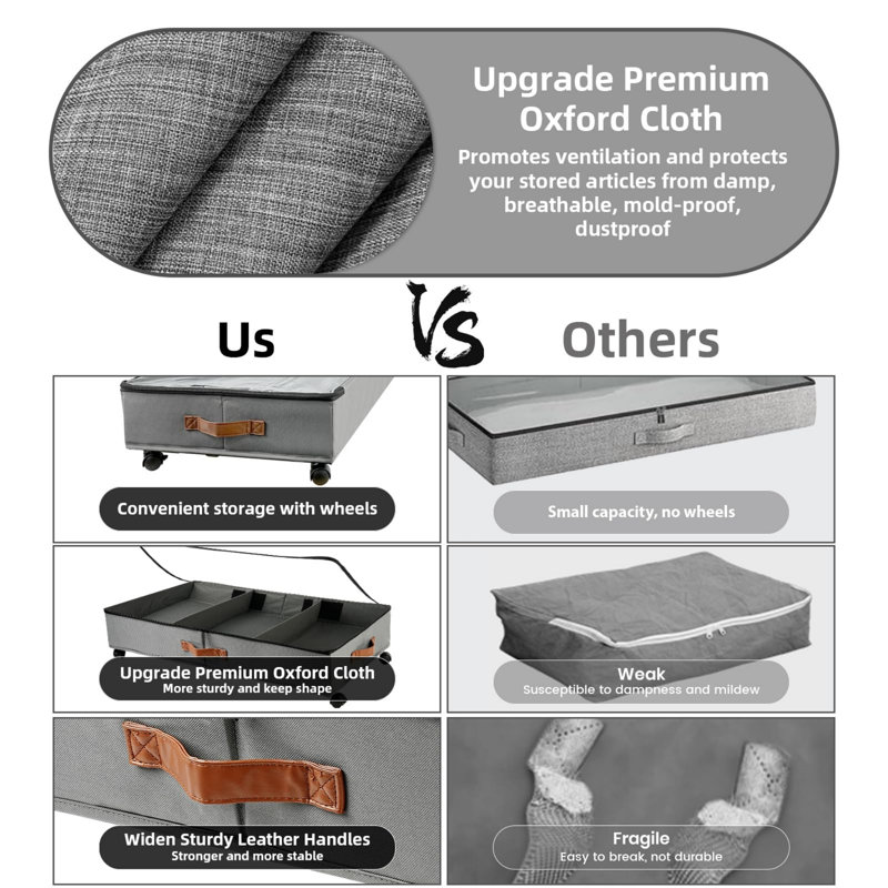 Beachcrest Home Fabric Underbed Storage
