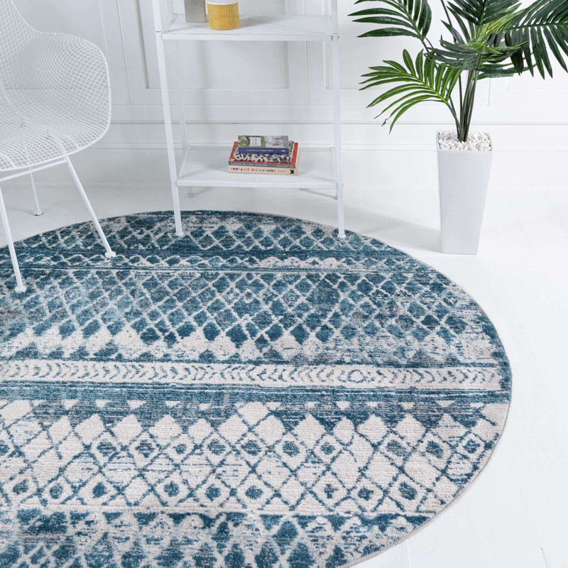 Geometric Indoor Rug, Round 3'3"