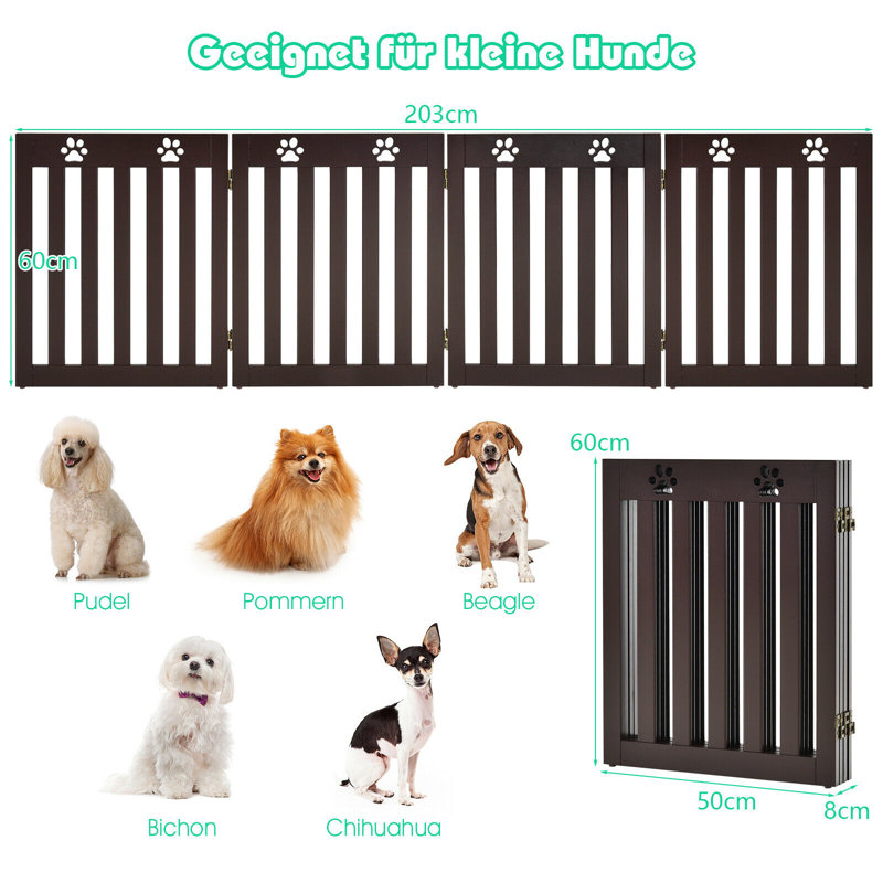 Kailyn Wood Free Standing Pet Gate, Dark Wood, 203cm