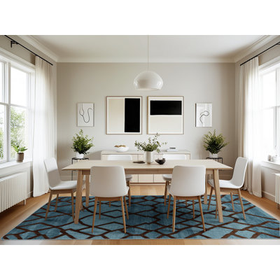 Tapis bleu en treillis lavable à la machine