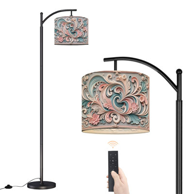  Lampe sur pied à arc Arc élégant tourbillon floral dans des teintes bleues et roses Art Quilling
