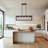 32 in. 5-Light Rustic Linear Cage Chandelier with Wooden Frame and Metal Rod for Kitchen Island (Bulbs Not Included)-1293775722