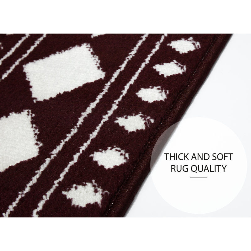 tapis d'escalier doux et vibrant en treillis Brawner, Rouge
