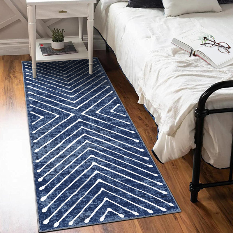 Tapis lavable à rayures Modern Modern, Tapis de couloir 2 pi x 6 pi