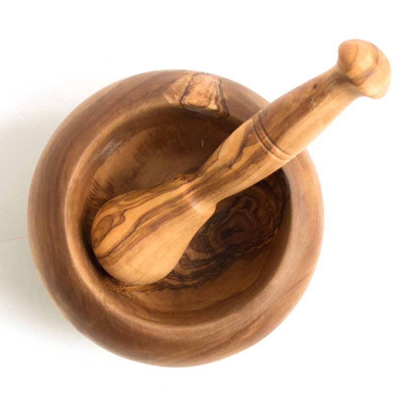 Mortier et pilon en bois d'olivier
