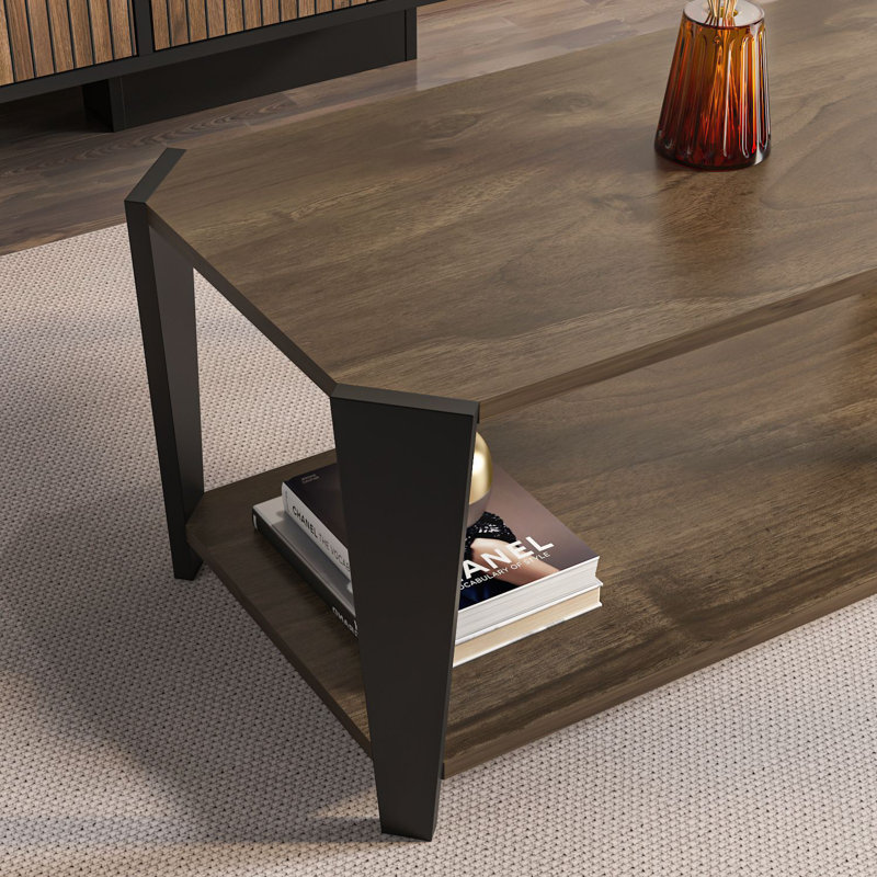Table basse, Noyer / noir
