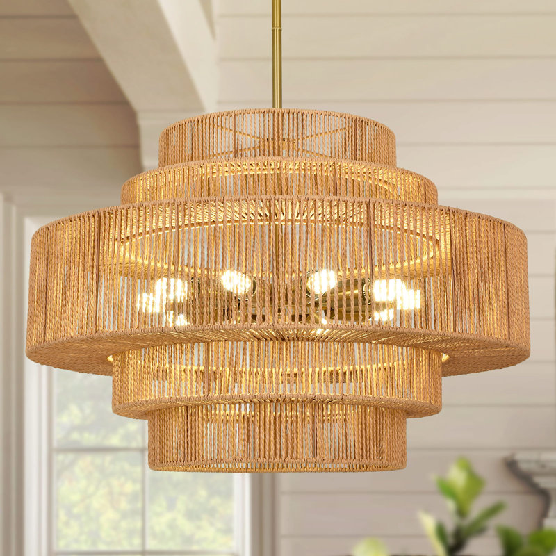 Luminaire de lustre en rotin Boho