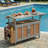 Foldable Outdoor Kitchen Island With Lockable Wheels, Storage, And Towel Rack For Patio Cooking, Espresso+Grey-2014623352