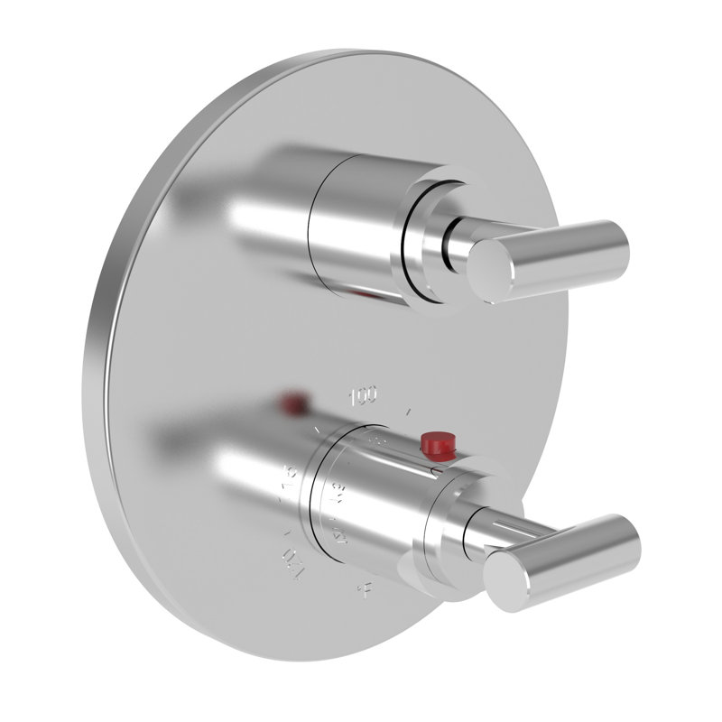 Pavani 1/2" Round Thermostatic Trim Plate With Handle, Polished Chrome