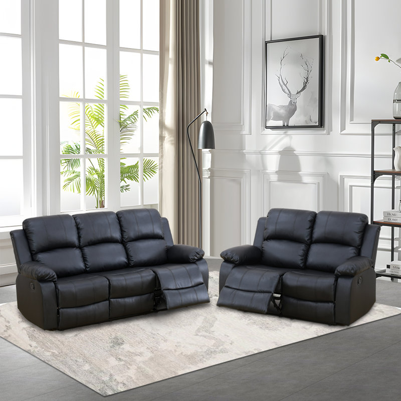 Kerstan Recliner, Black Faux Leather