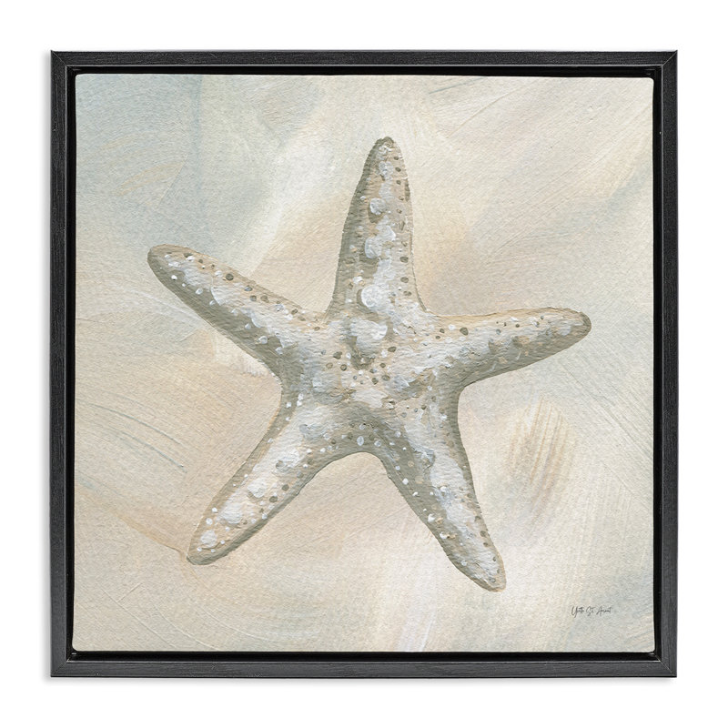 Simple, étoile de mer beige encadrée par Floater, Cadre flottant noir de jais, H 18 po x l 18 po