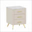 Table de chevet beige en velours rembourré avec 3 tiroirs Plateau marbré