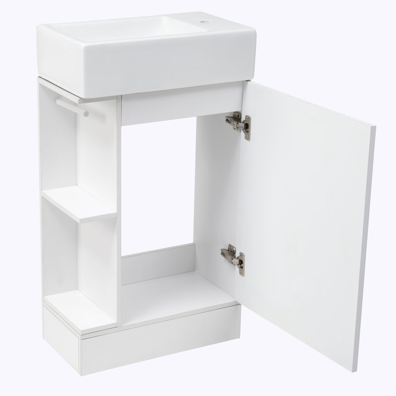 Meuble-lavabo de salle de bain avec lavabo, meuble-lavabo avec tablette à deux niveaux, orienté vers la gauche ou vers la droite