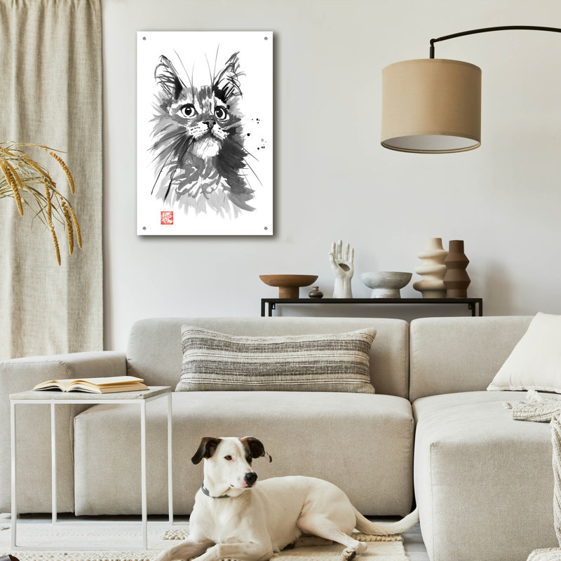 "Chat velu" par Pechane, H 36 po x l 24 po