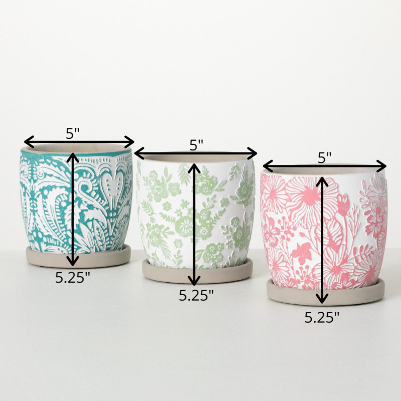 Ensemble de pots à fleurs en ciment 3 pièces Jahmaya