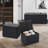 Upholstered Storage Ottoman Bench Set, Button Tufted Storage Bench with 2 Ottoman Footrest Footstool
