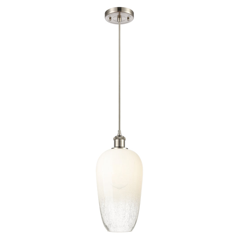 Mini luminaire suspendu à cordon 1 lumière 7 po Ballston - Brookhaven Flute, Brushed Satin Nickel, Opale