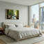Art mural sur toile Sunlit Forest Stream avec roches et arbres verts-133055120