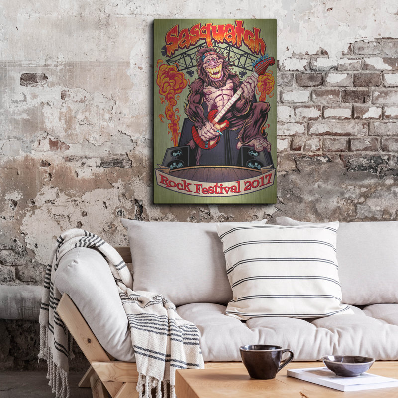 «Sasquatch Guitar Player» par Flyland Designs, art mural en métal, H 36 po x l 24 po