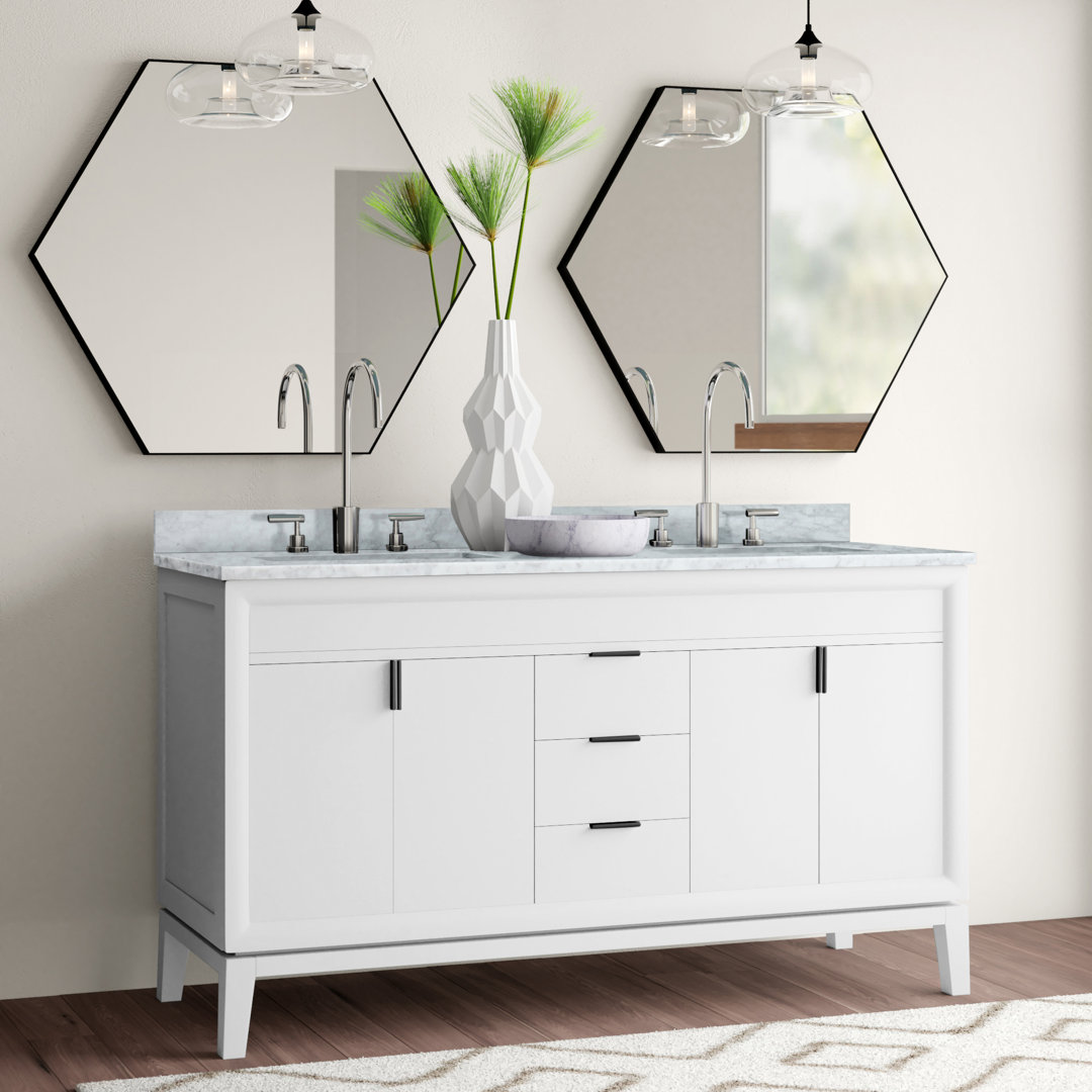 Emma 61'' Double Bathroom Vanity with Marble Top Latitude Run® Top