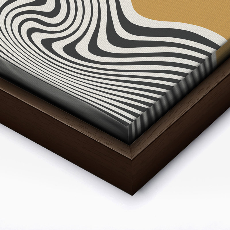 Lignes ondulées du Bauhaus, Canevas, H 08 po x l 10 po, Encadrement brun