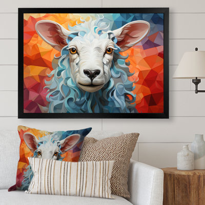 Sheep Serenity Geometric - Animals Canvas Prints