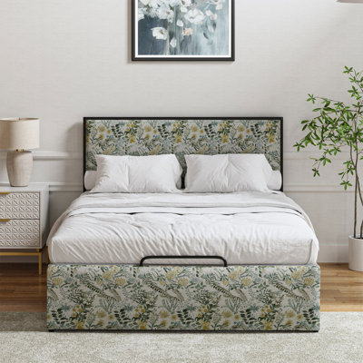 Lit plateforme tapissier Neilius avec housse lavable