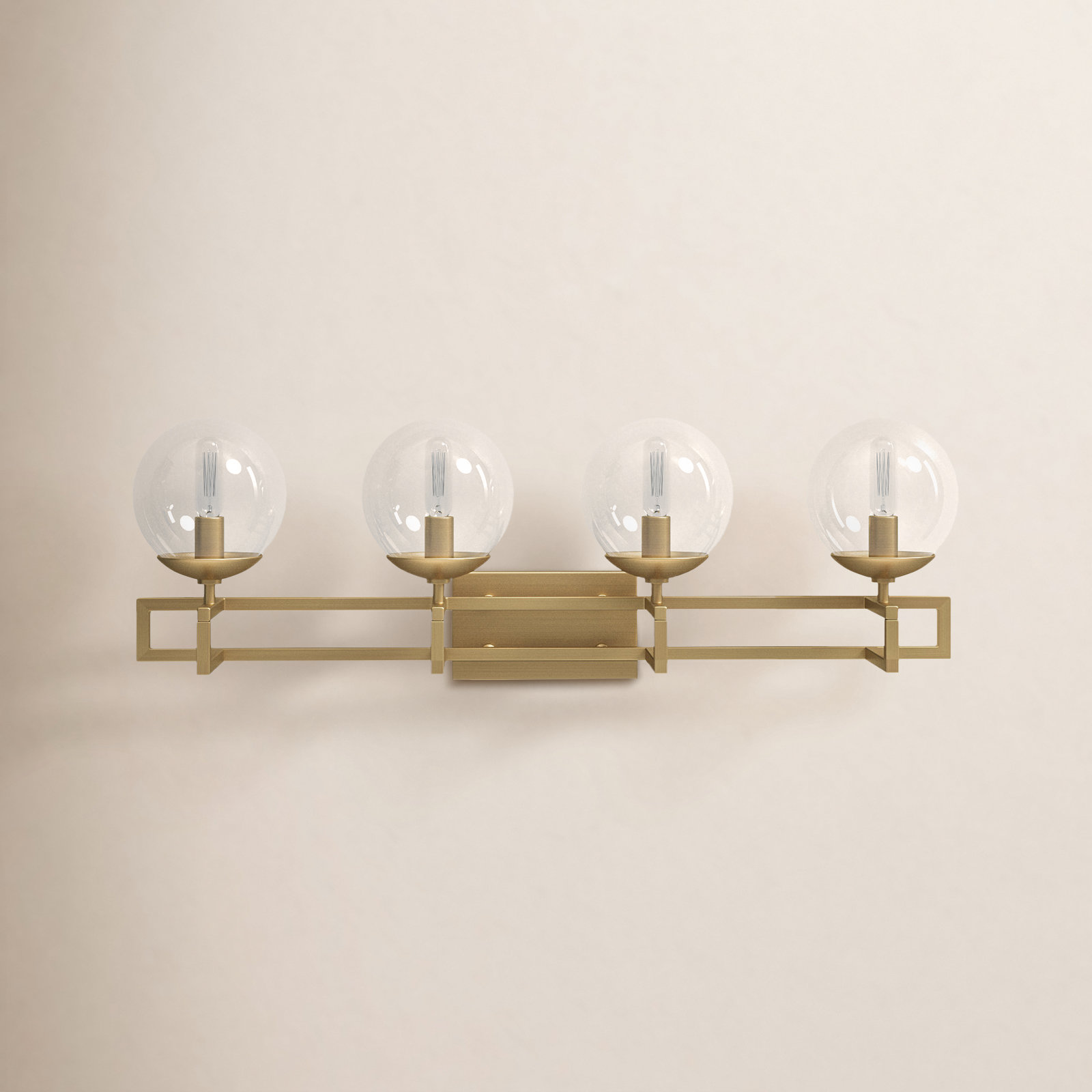 4 Light Dimmable Vanity Light, Brass