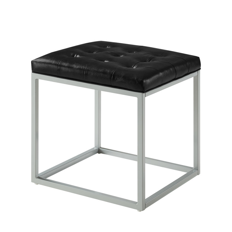 Repose-pieds 18 po gris, Similicuir noir