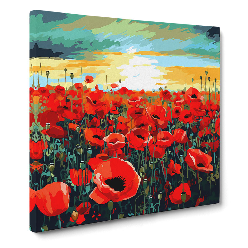 Poppy Field - Wrapped Canvas, 35cm H x 35cm W x 3cm D