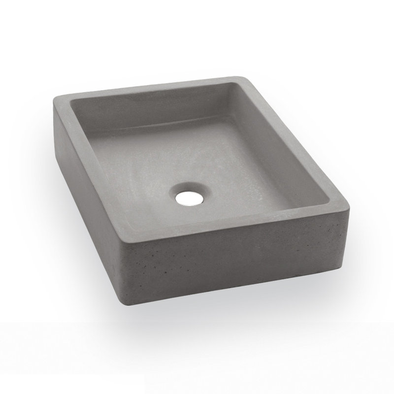 Newterra Handmade Rectangular Vessel Bathroom Sink, Slate
